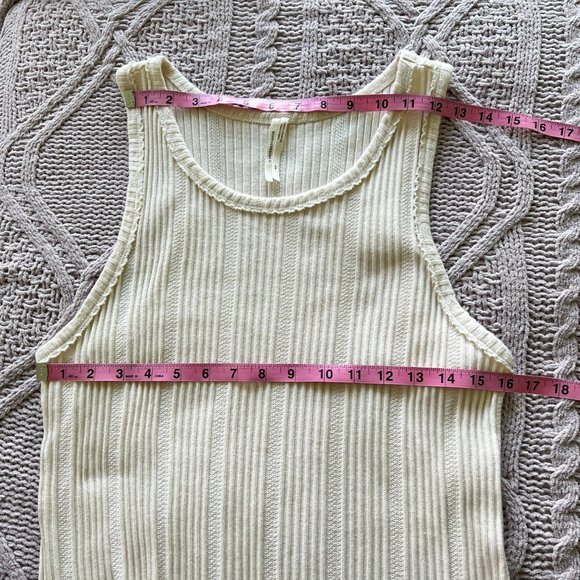 ANTHROPOLOGIE Robin Y2K Classic Casual Ribbed Knit Tank Top Cream Size XLP - Picture 9 of 11